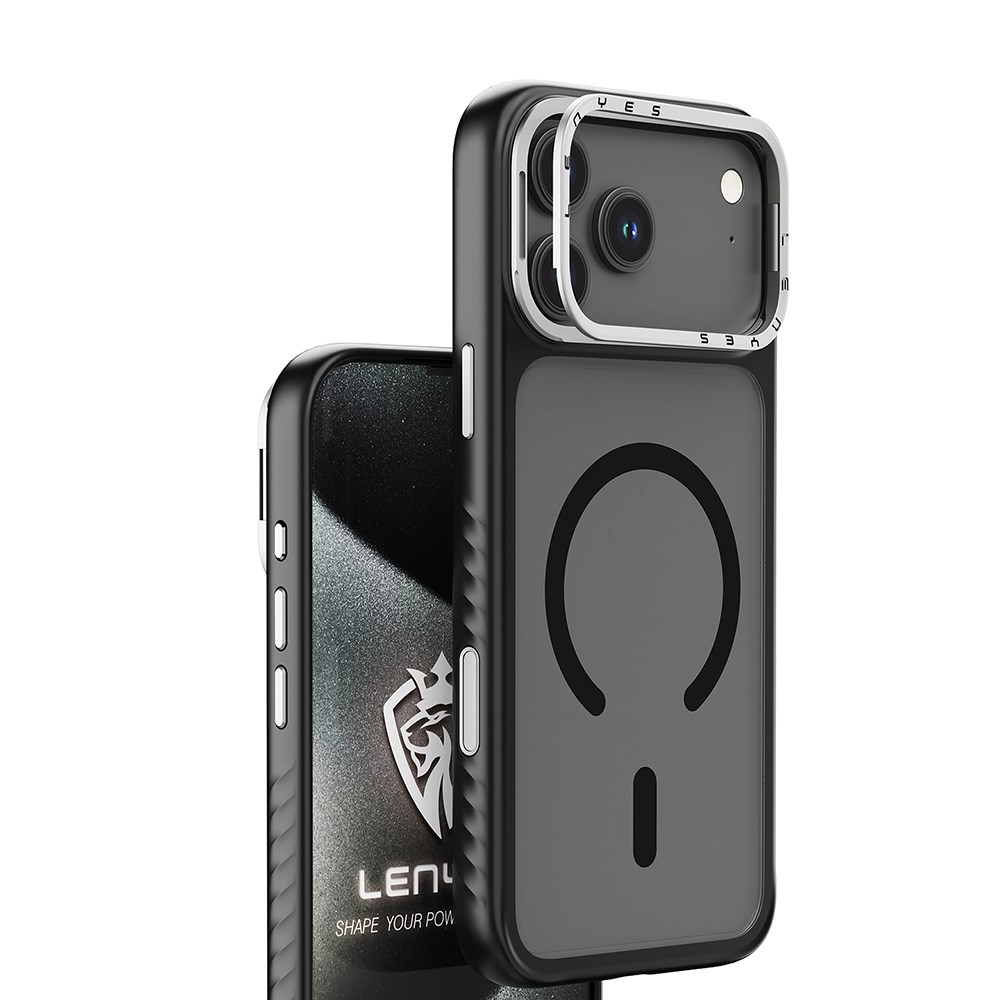 Apple iPhone 17 Kılıf M-safe Şarj Özellikli Metal Kamera Standlı Lenyes CK226 PC Kapak