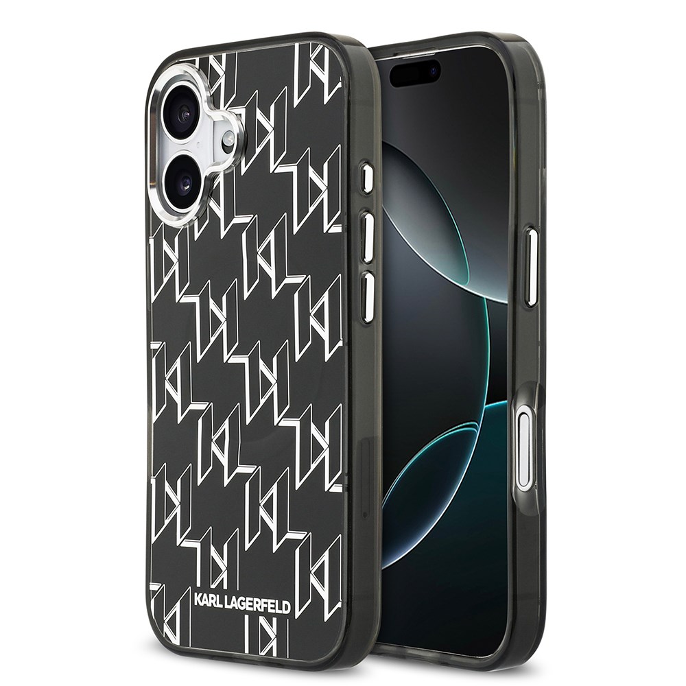 Apple iPhone 17 Kılıf Orjinal Lisanslı M-safe Şarj Özellikli Karl Lagerfeld IML Baskılı Monogram Dizayn Kapak