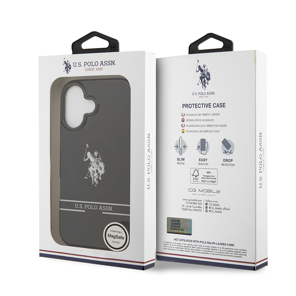 Apple iPhone 17 Kılıf U.S. Polo Assn. Orjinal Lisanslı M-safe Şarj Özellikli IML Double Horse Stripe Logolu Kapak