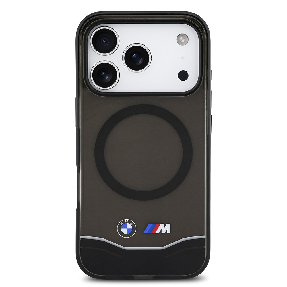 Apple iPhone 17 Pro Kılıf BMW Orjinal Lisanslı M-safe Şarj Özellikli Metal Buton Tasarımlı Tranparan M Dizayn Kapak