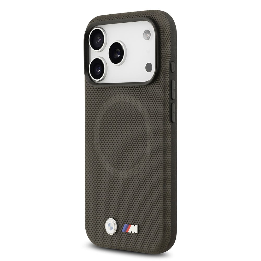 Apple iPhone 17 Pro Kılıf BMW Orjinal Lisanslı M-safe Şarj Özellikli Metal Logolu Delikli M Dizayn Deri Kapak