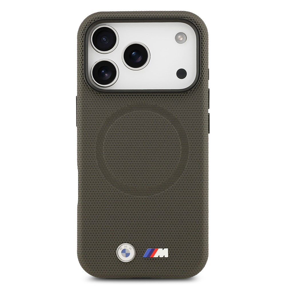 Apple iPhone 17 Pro Kılıf BMW Orjinal Lisanslı M-safe Şarj Özellikli Metal Logolu Delikli M Dizayn Deri Kapak