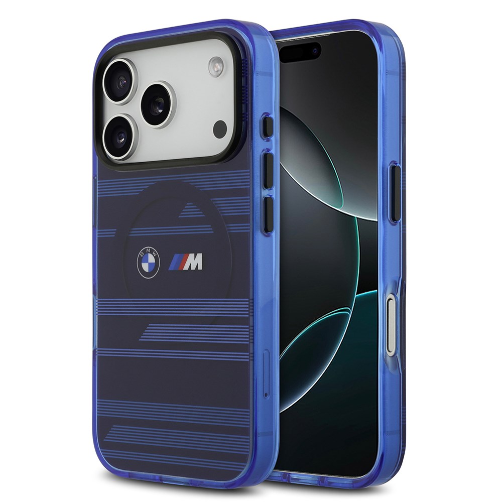 Apple iPhone 17 Pro Kılıf BMW Orjinal Lisanslı M-safe Şarj Özellikli Metal Kamera Butonlu Yatay Şeritli M Dizayn Kapak