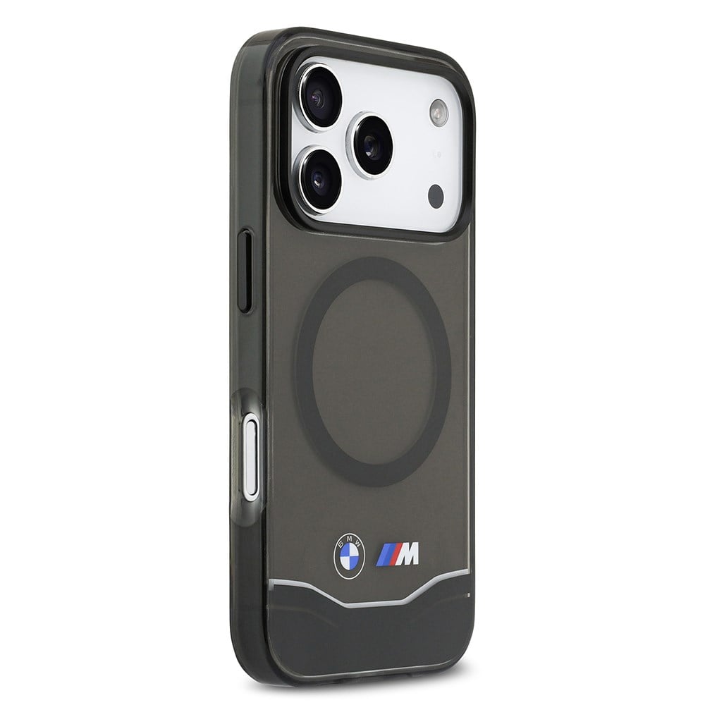 Apple iPhone 17 Pro Kılıf BMW Orjinal Lisanslı M-safe Şarj Özellikli Metal Buton Tasarımlı Tranparan M Dizayn Kapak