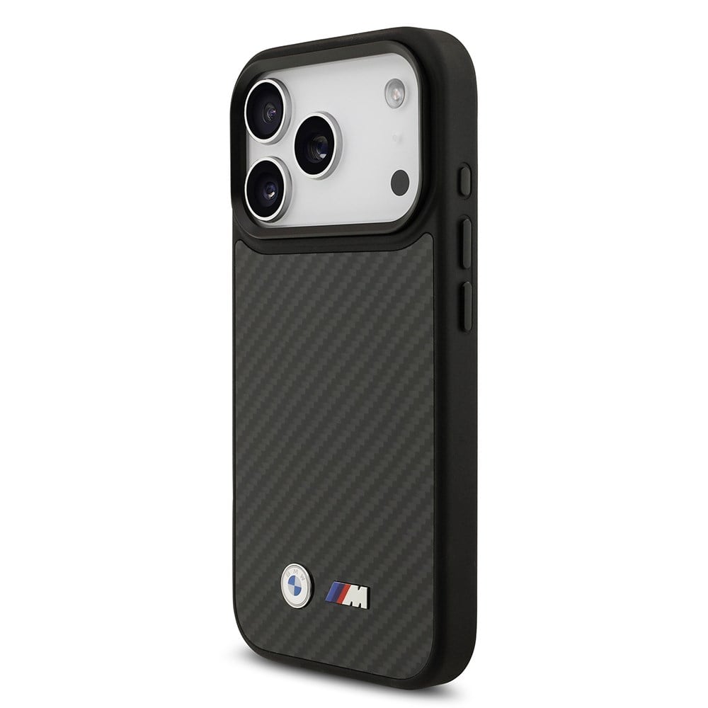Apple iPhone 17 Pro Kılıf BMW Orjinal Lisanslı M-safe Şarj Özellikli Karbon Fiber Metal Logolu Kapak