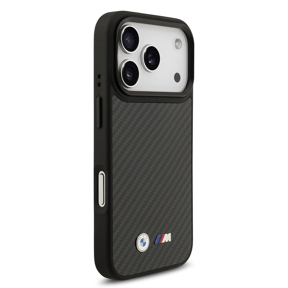 Apple iPhone 17 Pro Kılıf BMW Orjinal Lisanslı M-safe Şarj Özellikli Karbon Fiber Metal Logolu Kapak