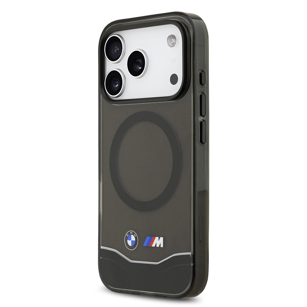 Apple iPhone 17 Pro Kılıf BMW Orjinal Lisanslı M-safe Şarj Özellikli Metal Buton Tasarımlı Tranparan M Dizayn Kapak