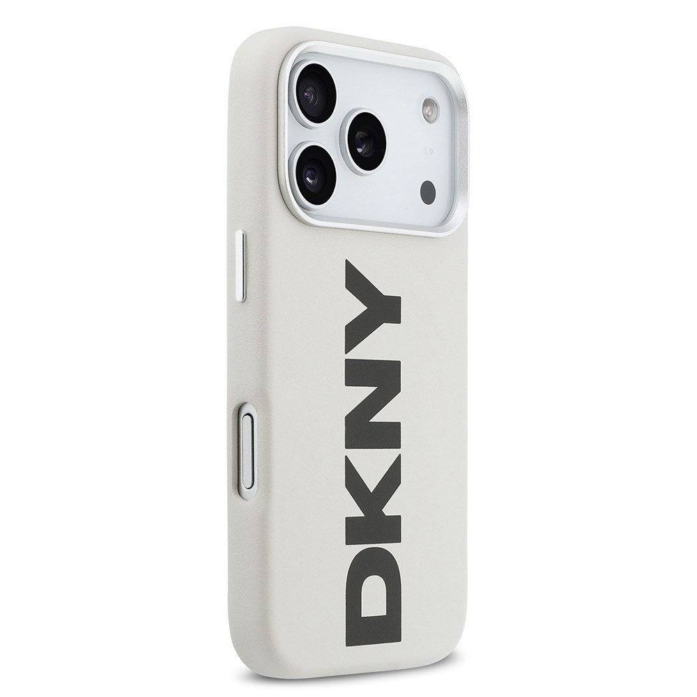 Apple iPhone 17 Pro Kılıf DKNY Orjinal Lisanslı M-safe Şarj Özellikli PU Büyük Dikey Logolu Kapak