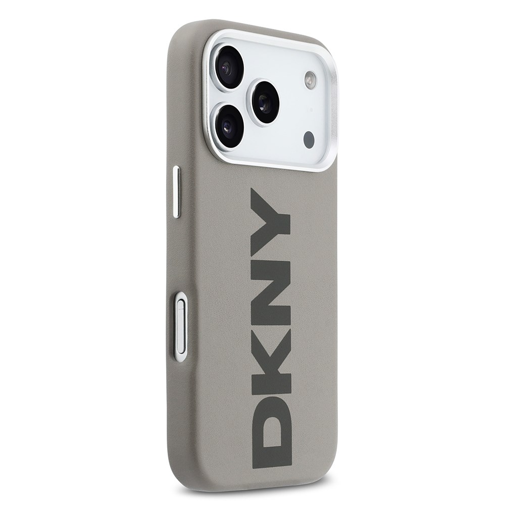 Apple iPhone 17 Pro Kılıf DKNY Orjinal Lisanslı M-safe Şarj Özellikli PU Büyük Dikey Logolu Kapak
