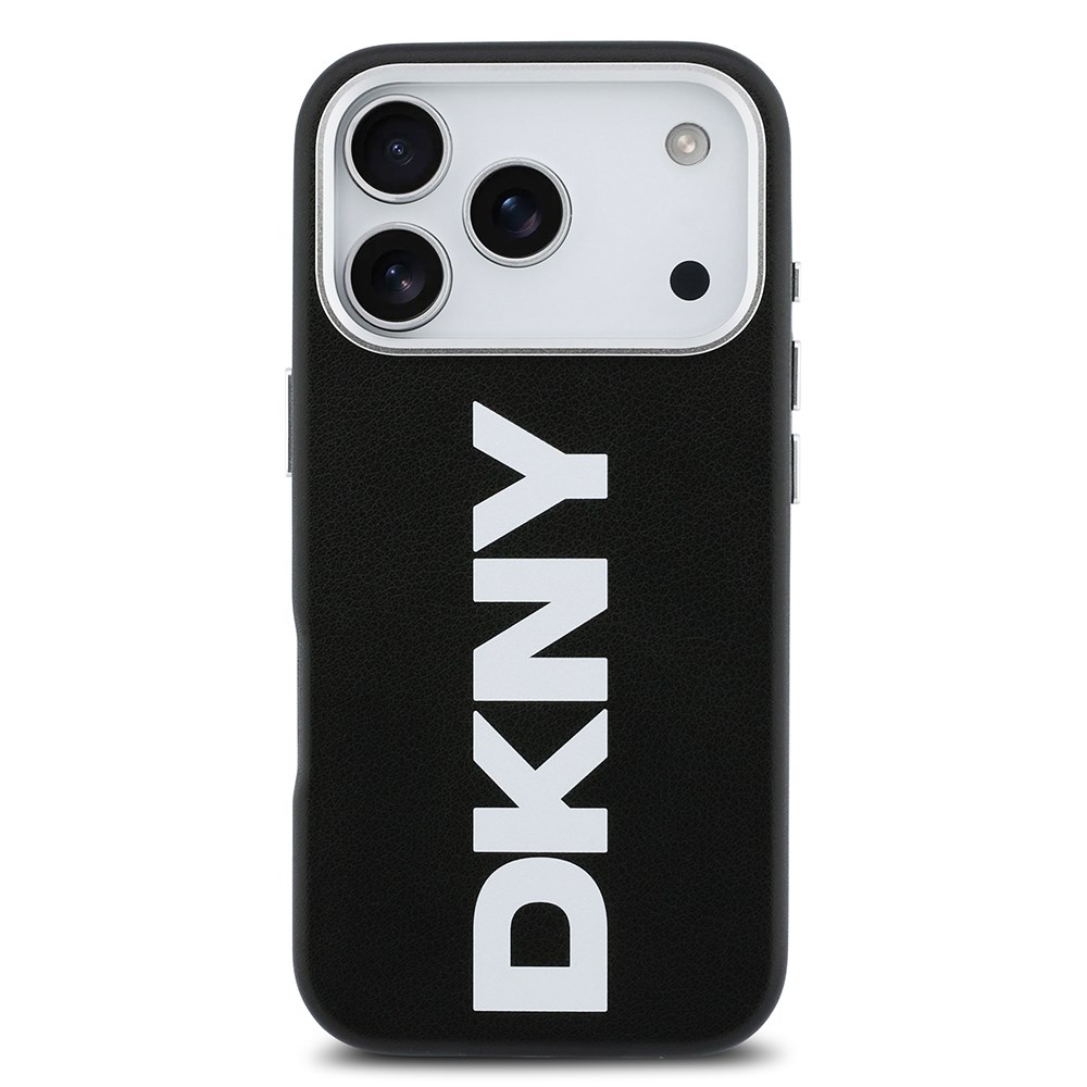 Apple iPhone 17 Pro Kılıf DKNY Orjinal Lisanslı M-safe Şarj Özellikli PU Büyük Dikey Logolu Kapak