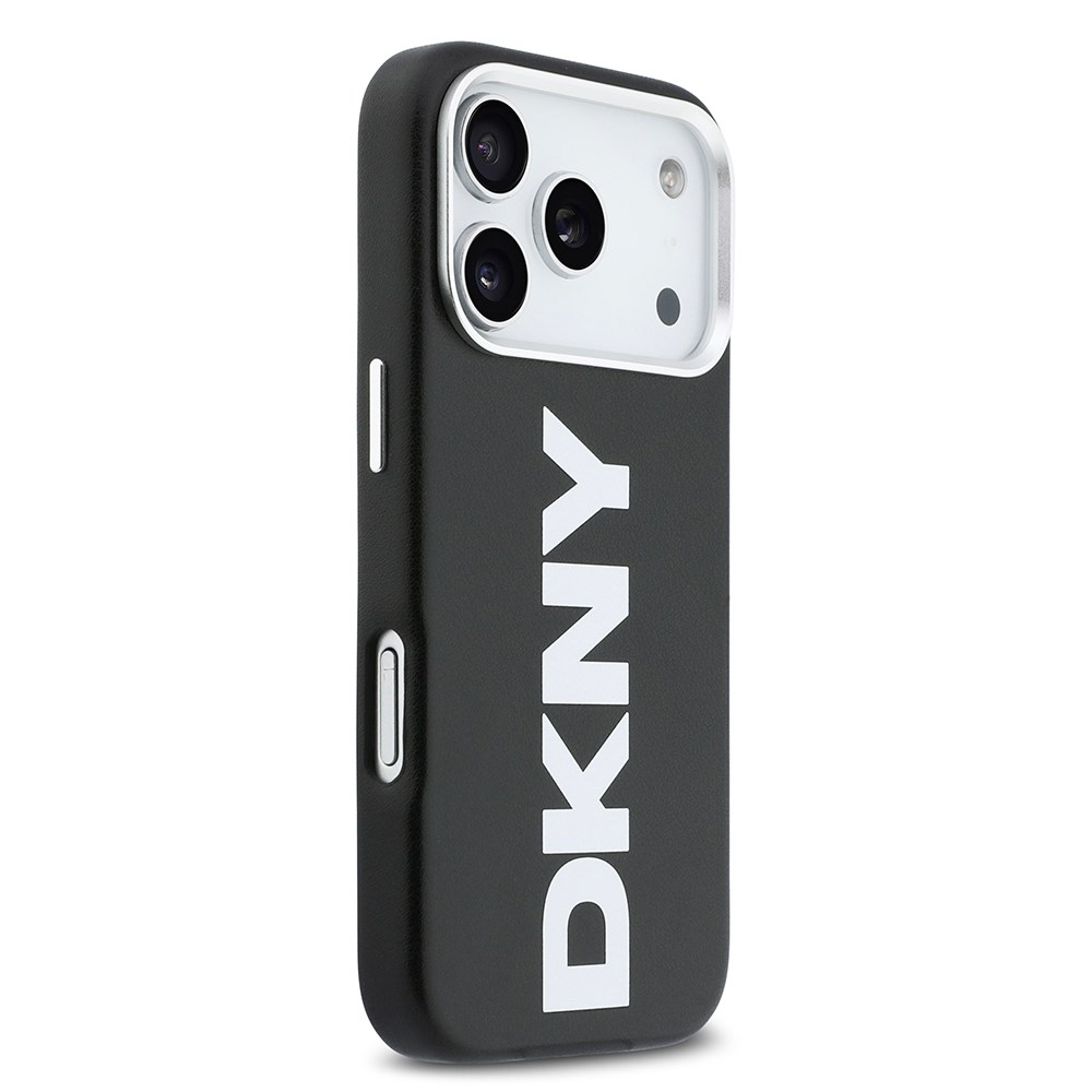 Apple iPhone 17 Pro Kılıf DKNY Orjinal Lisanslı M-safe Şarj Özellikli PU Büyük Dikey Logolu Kapak
