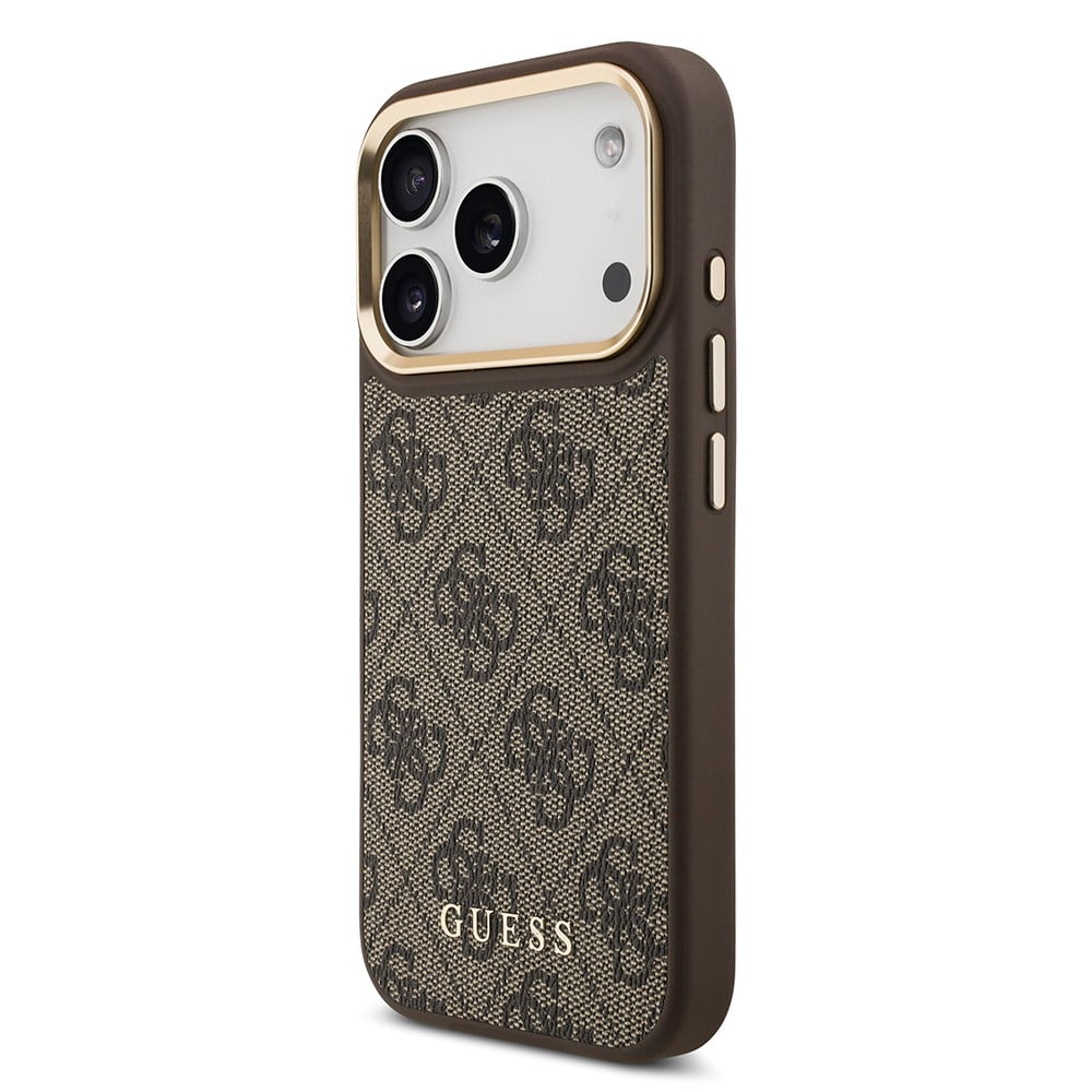 Apple iPhone 17 Pro Kılıf Guess Orjinal Lisanslı M-safe Şarj Özellikli 4G Metal Büyük Logolu Kartlıklı Kapak