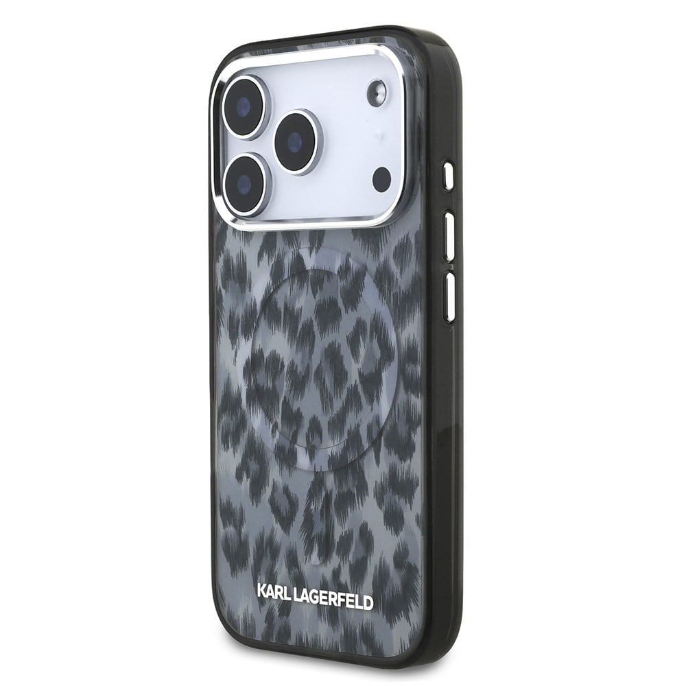 Apple iPhone 17 Pro Kılıf Karl Lagerfeld Orjinal Lisanslı M-safe Şarj Özellikli IML Leopar Baskılı Kapak
