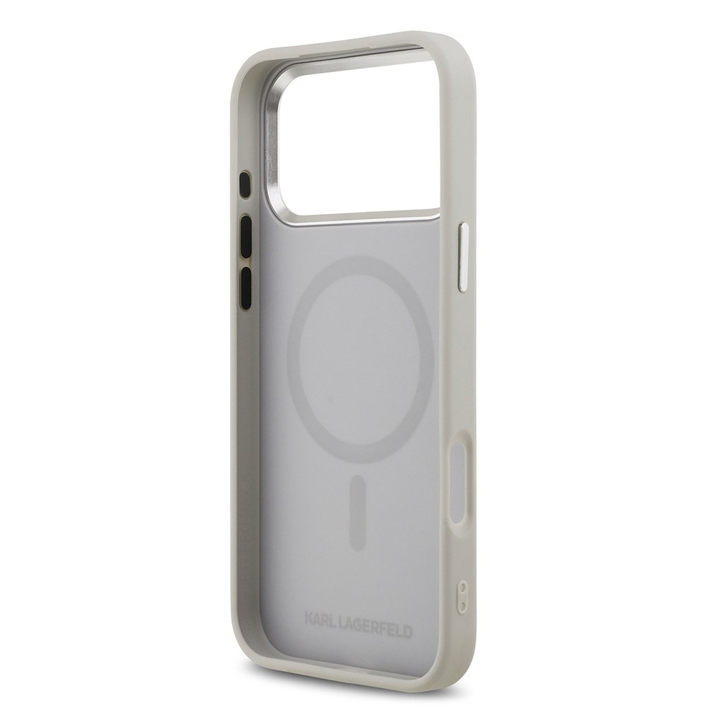 Apple iPhone 17 Pro Kılıf Karl Lagerfeld Orjinal Lisanslı M-safe Şarj Özellikli Metal Kamera ve Buton Tasarımlı K&C PU Deri Kapak