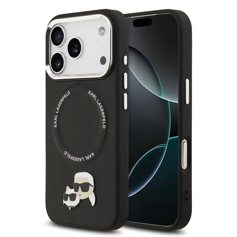 Apple iPhone 17 Pro Kılıf Karl Lagerfeld Orjinal Lisanslı M-safe Şarj Özellikli Metal Kamera ve Buton Tasarımlı K&C PU Deri Kapak