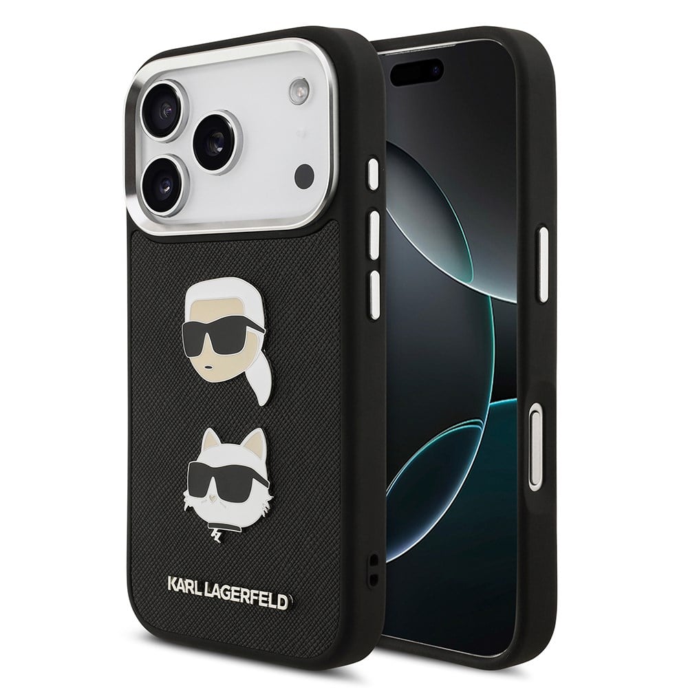 Apple iPhone 17 Pro Kılıf Karl Lagerfeld Orjinal Lisanslı Metal Logolu K&C Heads Pin Kapak