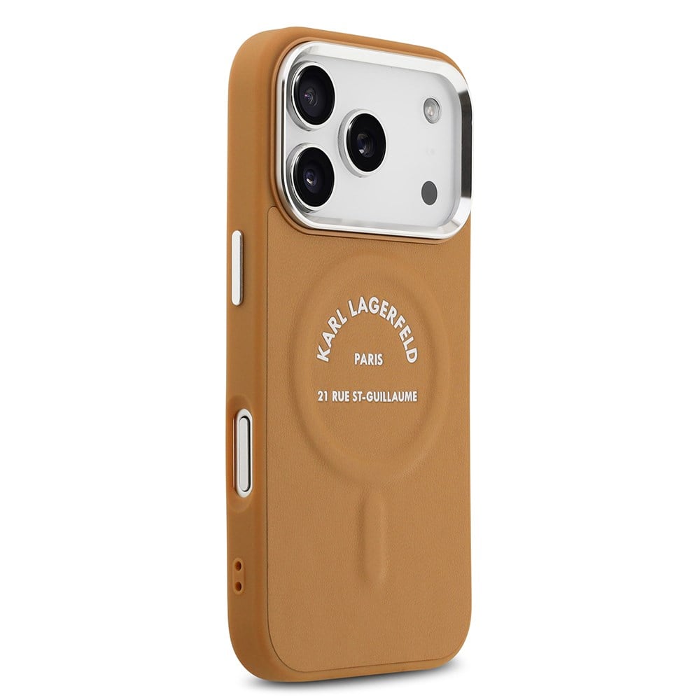 Apple iPhone 17 Pro Kılıf Karl Lagerfeld Orjinal Lisanslı M-safe Şarj Özellikli Metal Kamera ve Buton Tasarımlı Paris RSG PU Deri Kapak