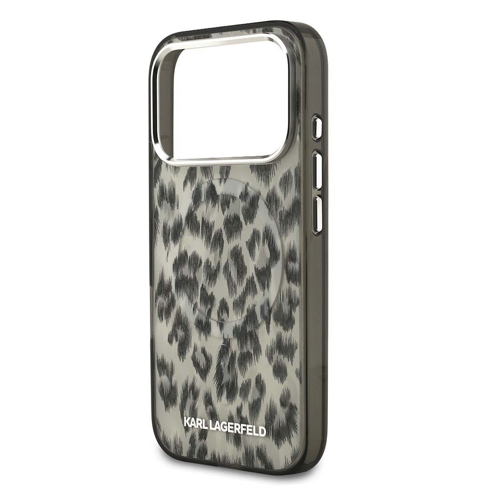 Apple iPhone 17 Pro Kılıf Karl Lagerfeld Orjinal Lisanslı M-safe Şarj Özellikli IML Leopar Baskılı Kapak
