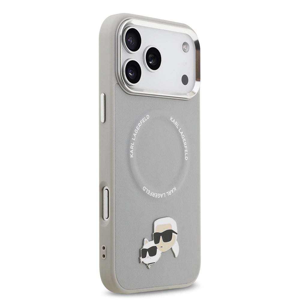 Apple iPhone 17 Pro Kılıf Karl Lagerfeld Orjinal Lisanslı M-safe Şarj Özellikli Metal Kamera ve Buton Tasarımlı K&C PU Deri Kapak