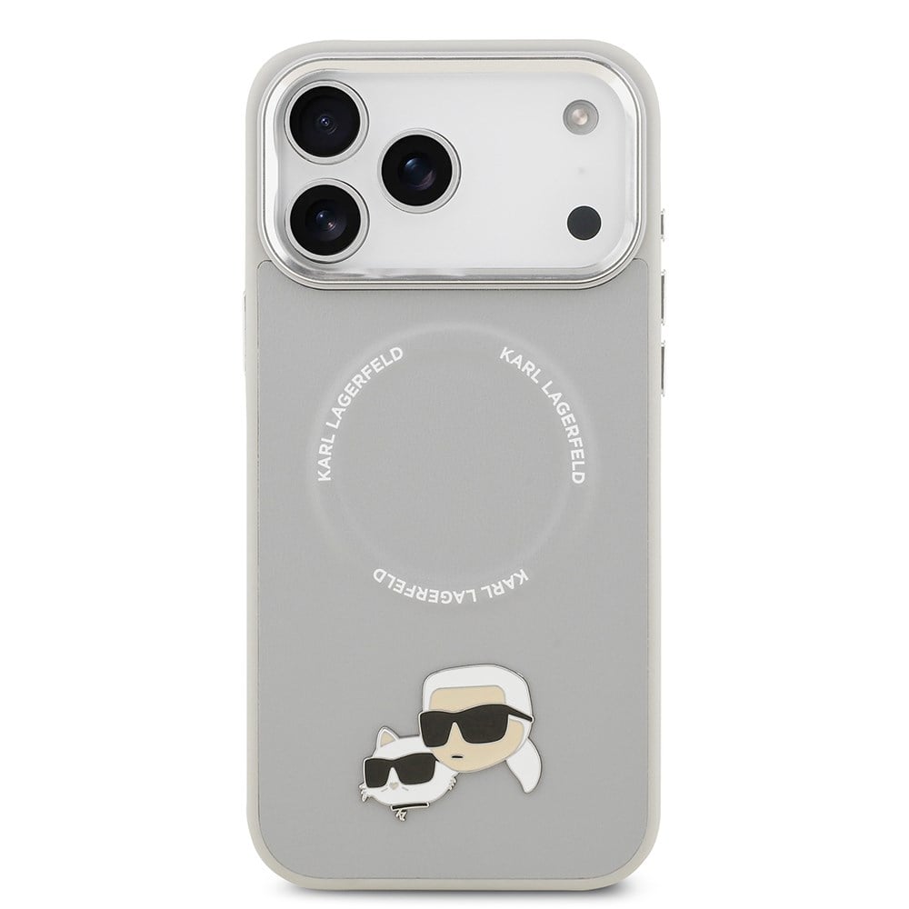 Apple iPhone 17 Pro Kılıf Karl Lagerfeld Orjinal Lisanslı M-safe Şarj Özellikli Metal Kamera ve Buton Tasarımlı K&C PU Deri Kapak
