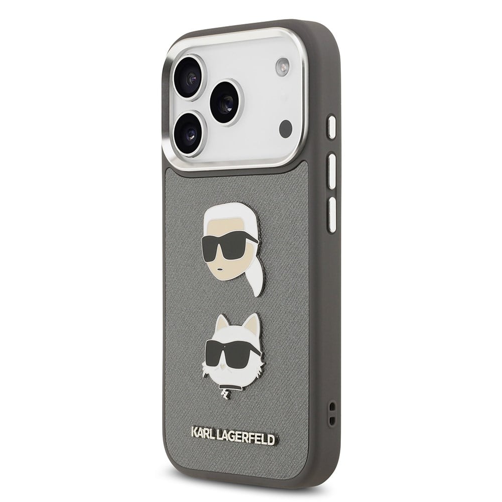 Apple iPhone 17 Pro Kılıf Karl Lagerfeld Orjinal Lisanslı Metal Logolu K&C Heads Pin Kapak