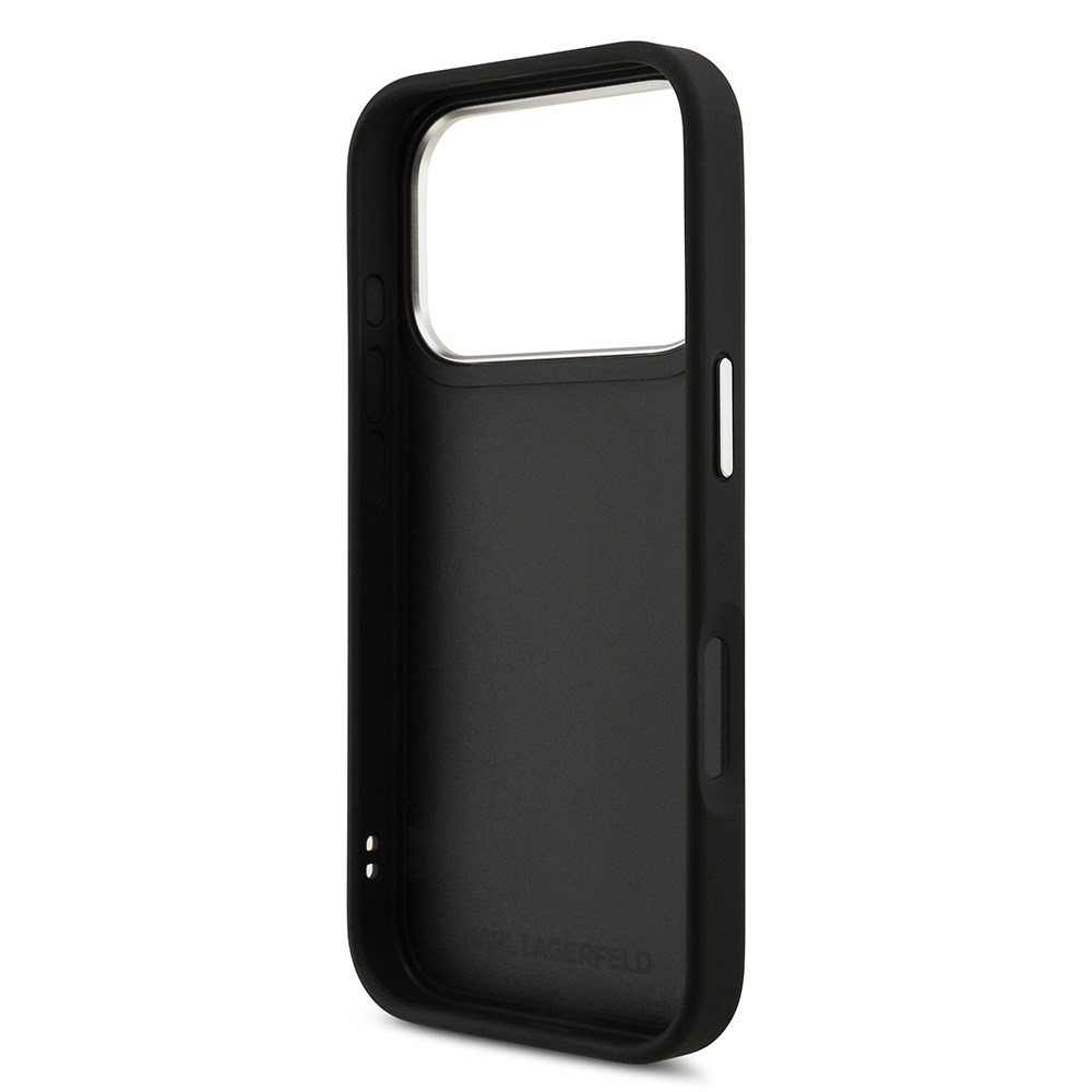 Apple iPhone 17 Pro Kılıf Karl Lagerfeld Orjinal Lisanslı Metal Logolu K&C Heads Pin Kapak