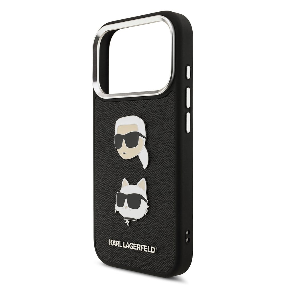 Apple iPhone 17 Pro Kılıf Karl Lagerfeld Orjinal Lisanslı Metal Logolu K&C Heads Pin Kapak
