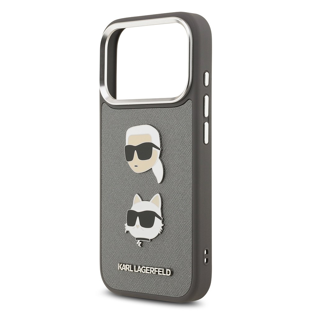 Apple iPhone 17 Pro Kılıf Karl Lagerfeld Orjinal Lisanslı Metal Logolu K&C Heads Pin Kapak