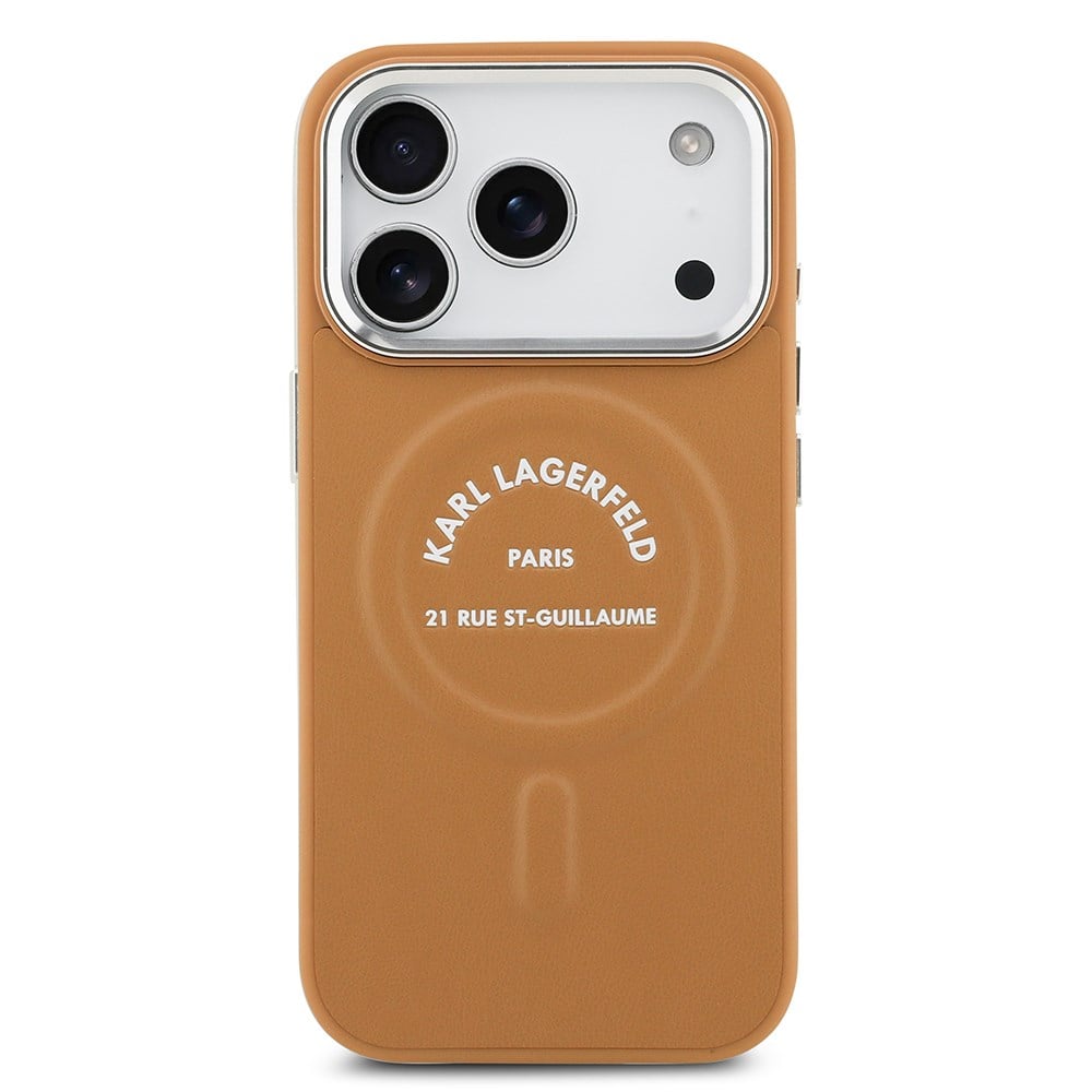 Apple iPhone 17 Pro Kılıf Karl Lagerfeld Orjinal Lisanslı M-safe Şarj Özellikli Metal Kamera ve Buton Tasarımlı Paris RSG PU Deri Kapak