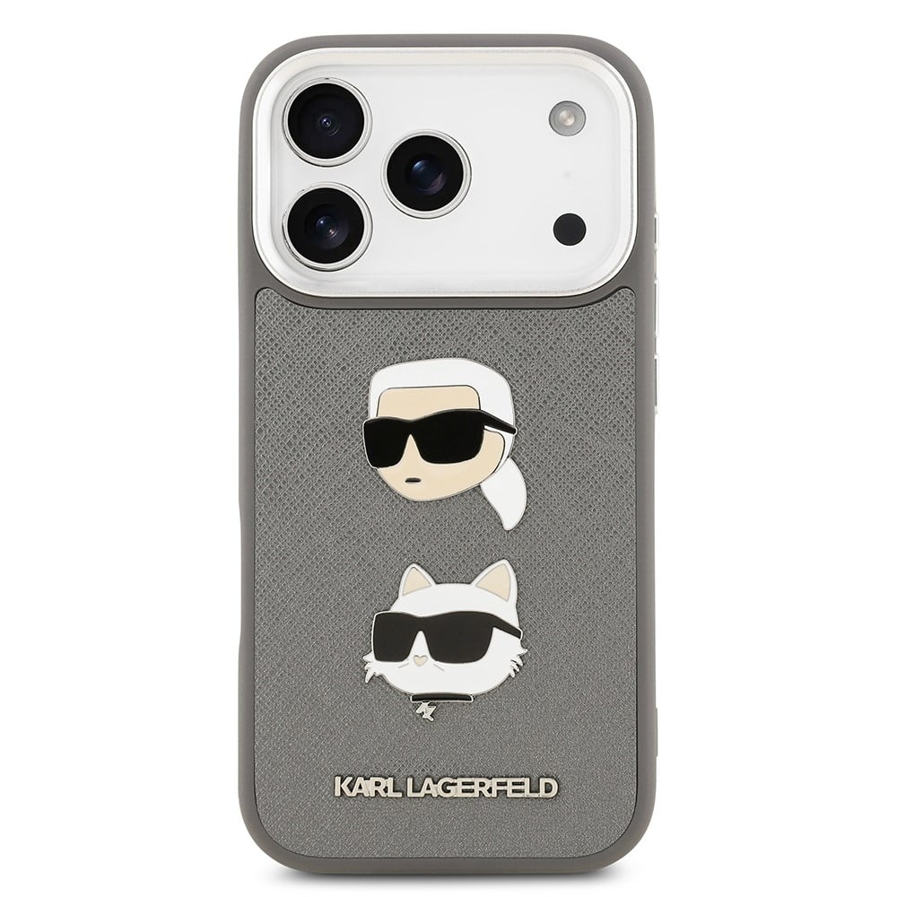 Apple iPhone 17 Pro Kılıf Karl Lagerfeld Orjinal Lisanslı Metal Logolu K&C Heads Pin Kapak