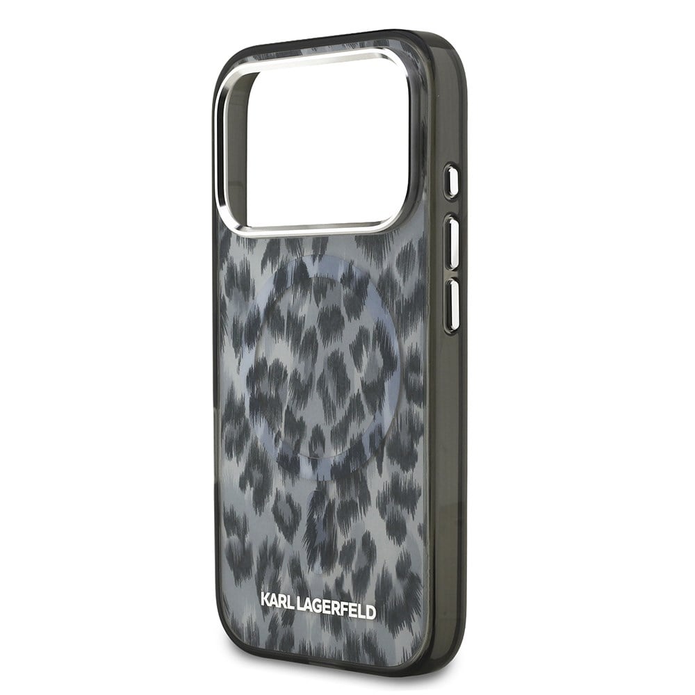 Apple iPhone 17 Pro Kılıf Karl Lagerfeld Orjinal Lisanslı M-safe Şarj Özellikli IML Leopar Baskılı Kapak