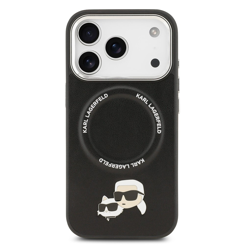 Apple iPhone 17 Pro Kılıf Karl Lagerfeld Orjinal Lisanslı M-safe Şarj Özellikli Metal Kamera ve Buton Tasarımlı K&C PU Deri Kapak