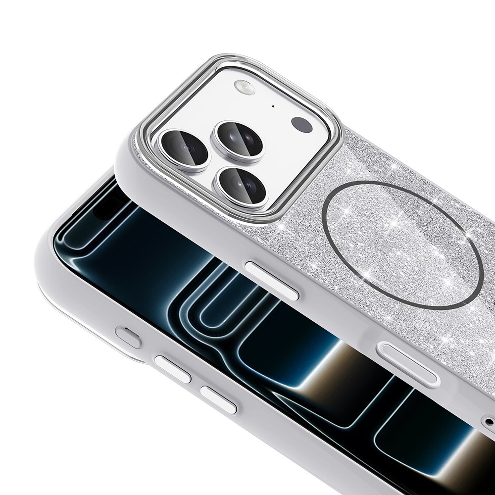 Apple iPhone 17 Pro Kılıf M-safe Şarj Özellikli Parlayan Simli Zore Okso Kapak