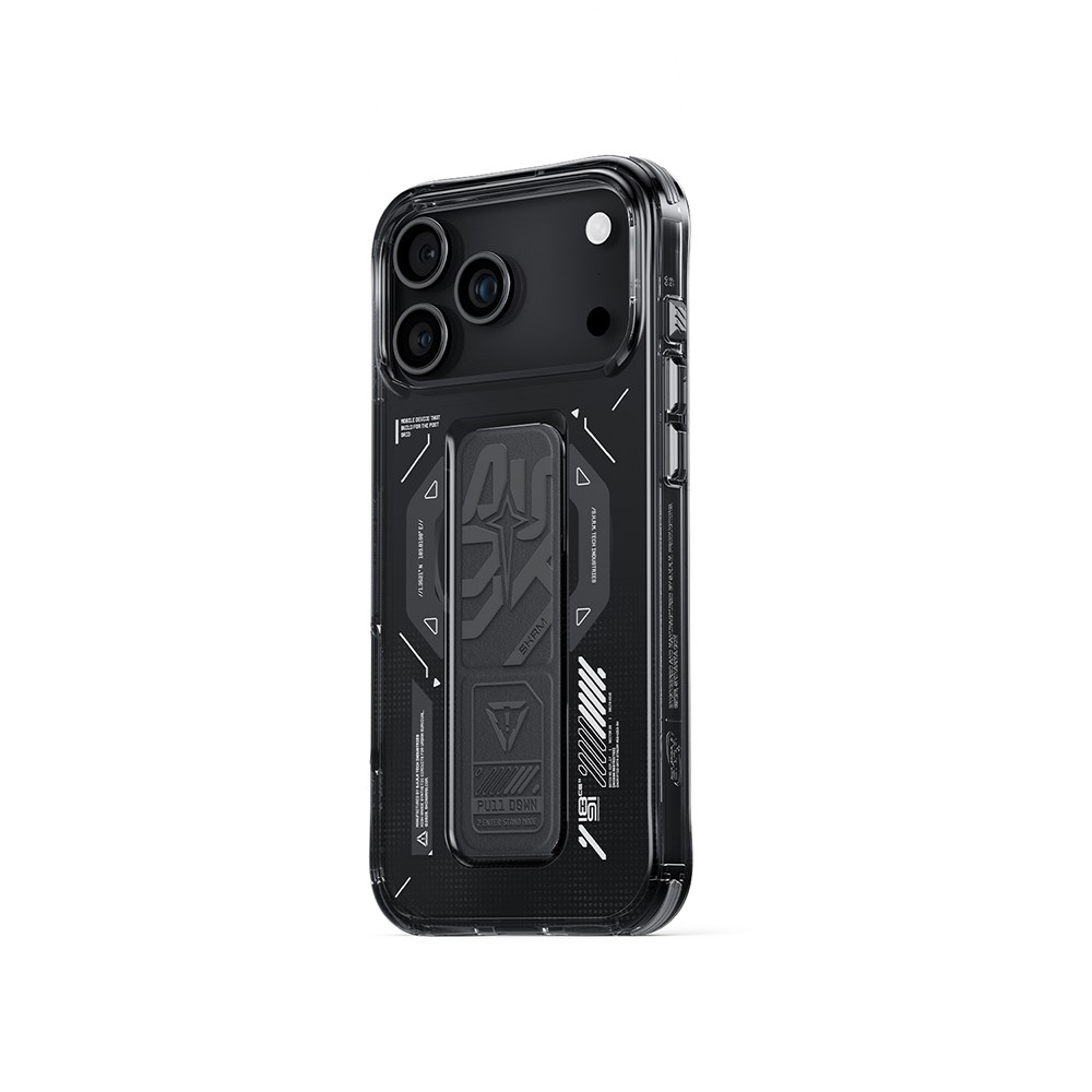 Apple iPhone 17 Pro Kılıf M-safe Şarj Özellikli Teknoloji Desenli Skinarma Helio Mag Charge Standlı Kapak