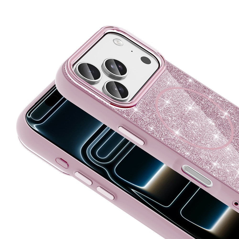 Apple iPhone 17 Pro Kılıf M-safe Şarj Özellikli Parlayan Simli Zore Okso Kapak