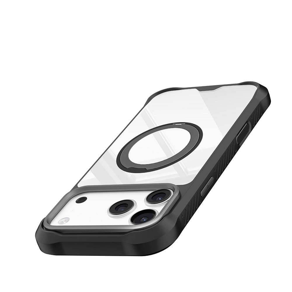 Apple iPhone 17 Pro Kılıf M-safe Şarj Özellikli Parmak Ring Standlı Airbag Tasarımlı Mutural Obsidian Serisi Kapak