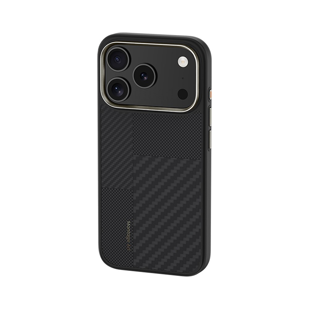 Apple iPhone 17 Pro Kılıf M-safe Şarj Özellikli Karbon Fiber Benks Montage Hybrid ArmorPro Kevlar Kapak