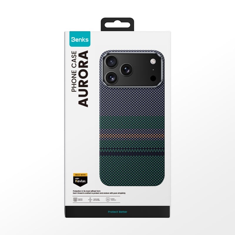 Apple iPhone 17 Pro Kılıf M-safe Şarj Özellikli Karbon Fiber Tasarımlı Benks Aurora ArmorAir Kevlar Kapak