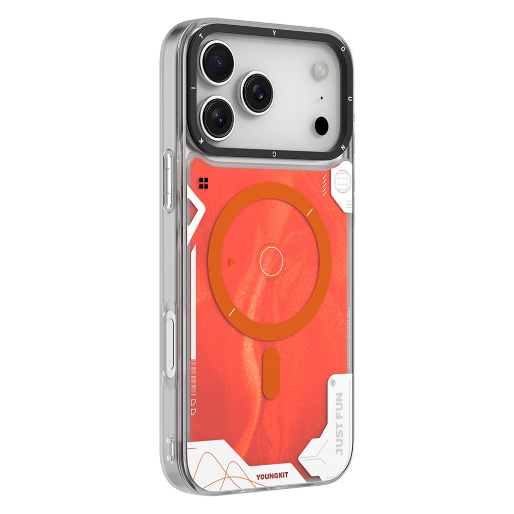 Apple iPhone 17 Pro Kılıf M-safe Şarj Özellikli Parlak Kumlu Sıvılı Tasarımlı Galaxy Fantasy Serisi Kapak