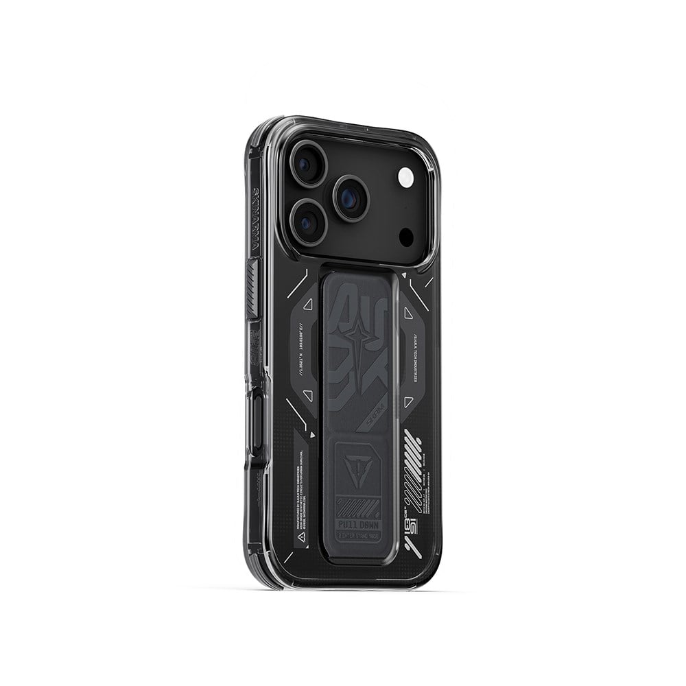 Apple iPhone 17 Pro Kılıf M-safe Şarj Özellikli Teknoloji Desenli Skinarma Helio Mag Charge Standlı Kapak