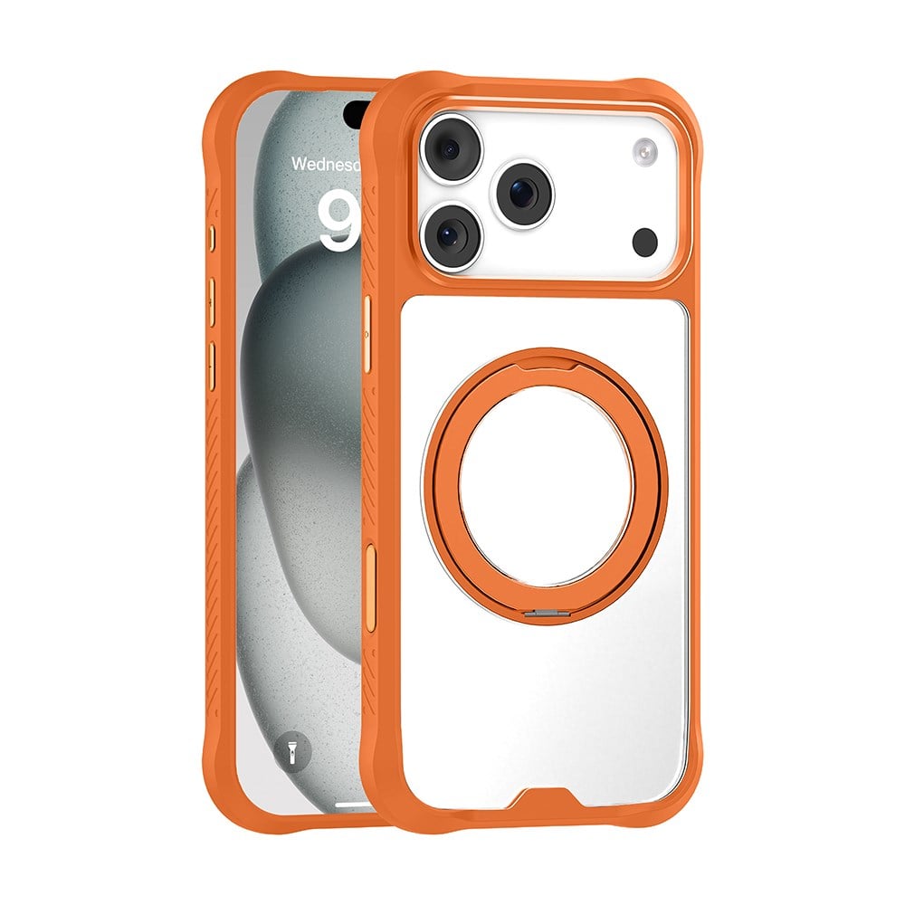 Apple iPhone 17 Pro Kılıf M-safe Şarj Özellikli Parmak Ring Standlı Airbag Tasarımlı Mutural Obsidian Serisi Kapak