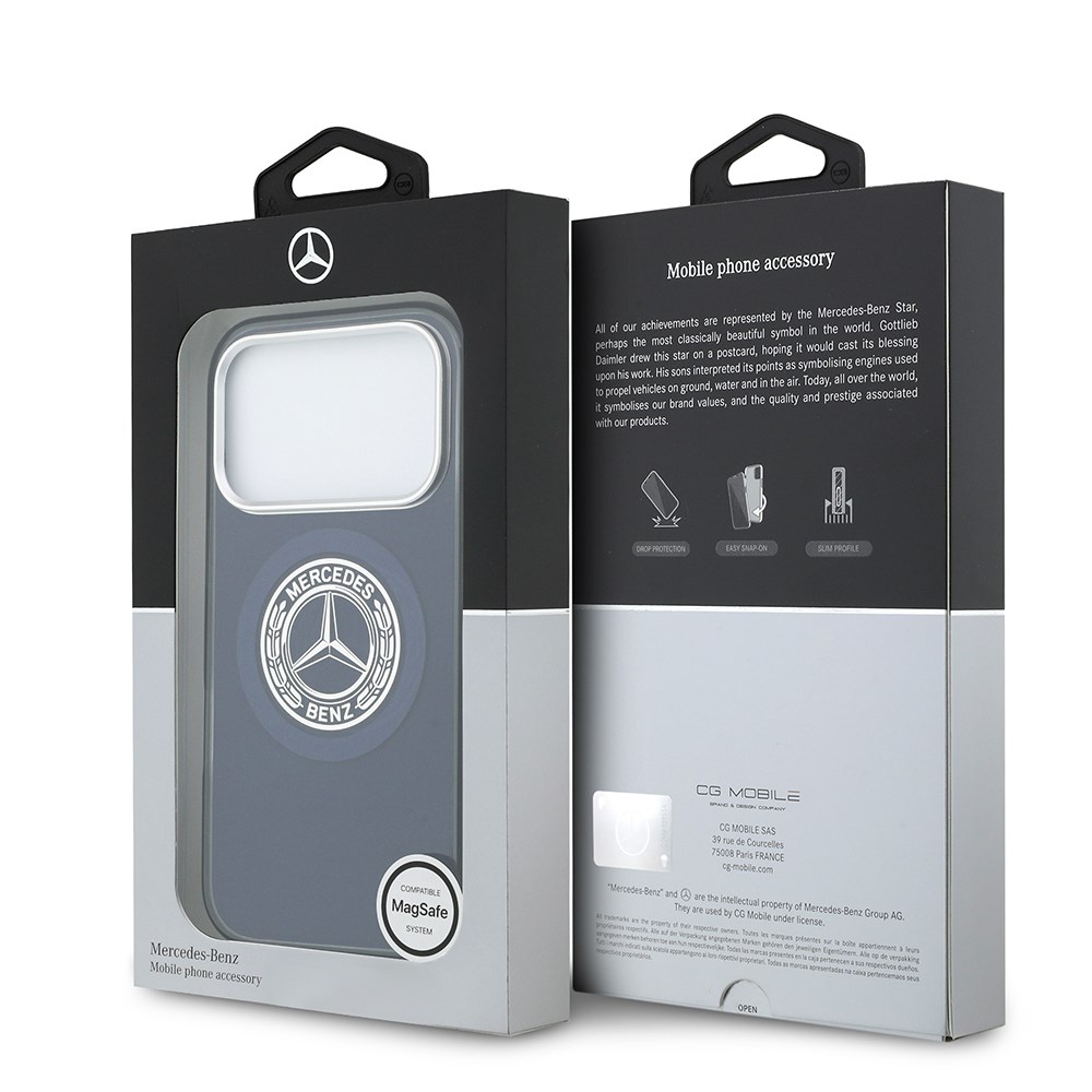 Apple iPhone 17 Pro Kılıf Mercedes Benz Orjinal Lisanslı M-safe Şarj Özellikli Çift Katmanlı PC Nostaljik Yıldız Dizayn Kapak