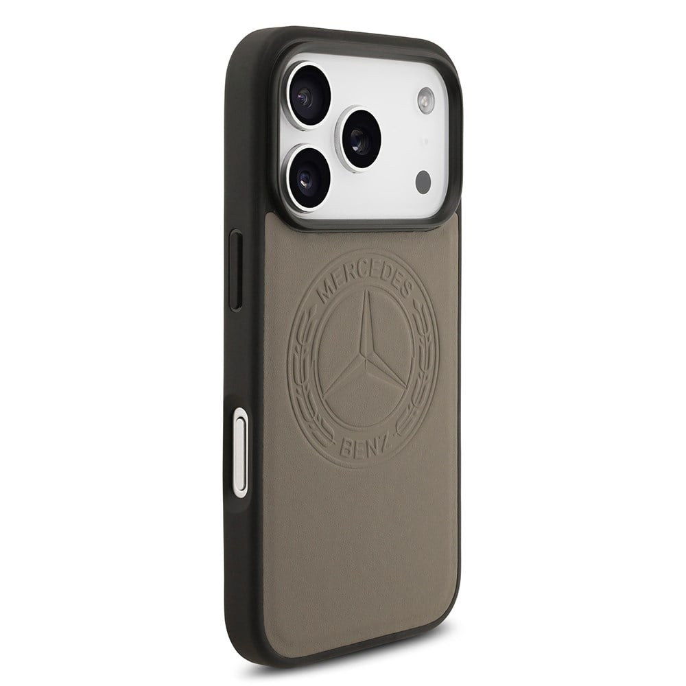 Apple iPhone 17 Pro Kılıf Mercedes Benz Orjinal Lisanslı M-safe Şarj Özellikli Hakiki Deri Nostaljik Yıldız Dizayn Kapak