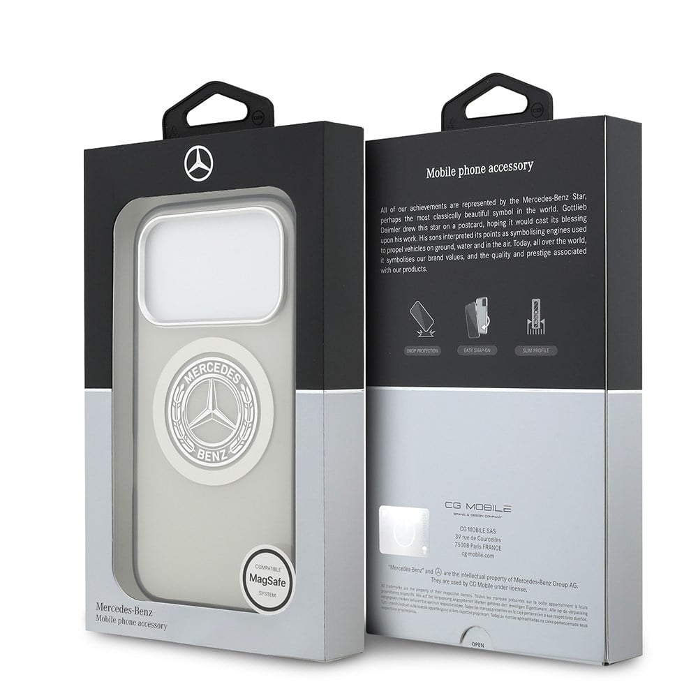 Apple iPhone 17 Pro Kılıf Mercedes Benz Orjinal Lisanslı M-safe Şarj Özellikli Çift Katmanlı PC Nostaljik Yıldız Dizayn Kapak