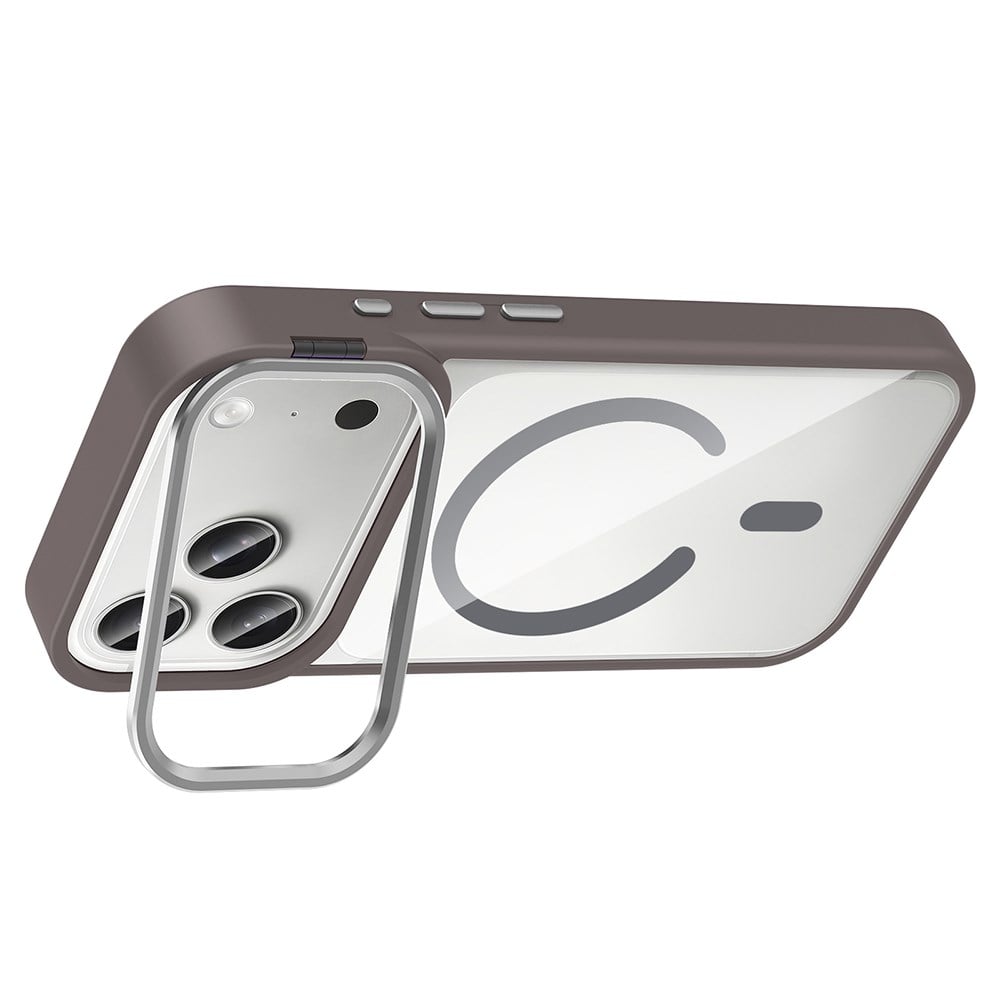 Apple iPhone 17 Pro Kılıf Standlı ve Kamera Lens Hediyeli M-Safe Şarj Özellikli Zore Etro Kapak