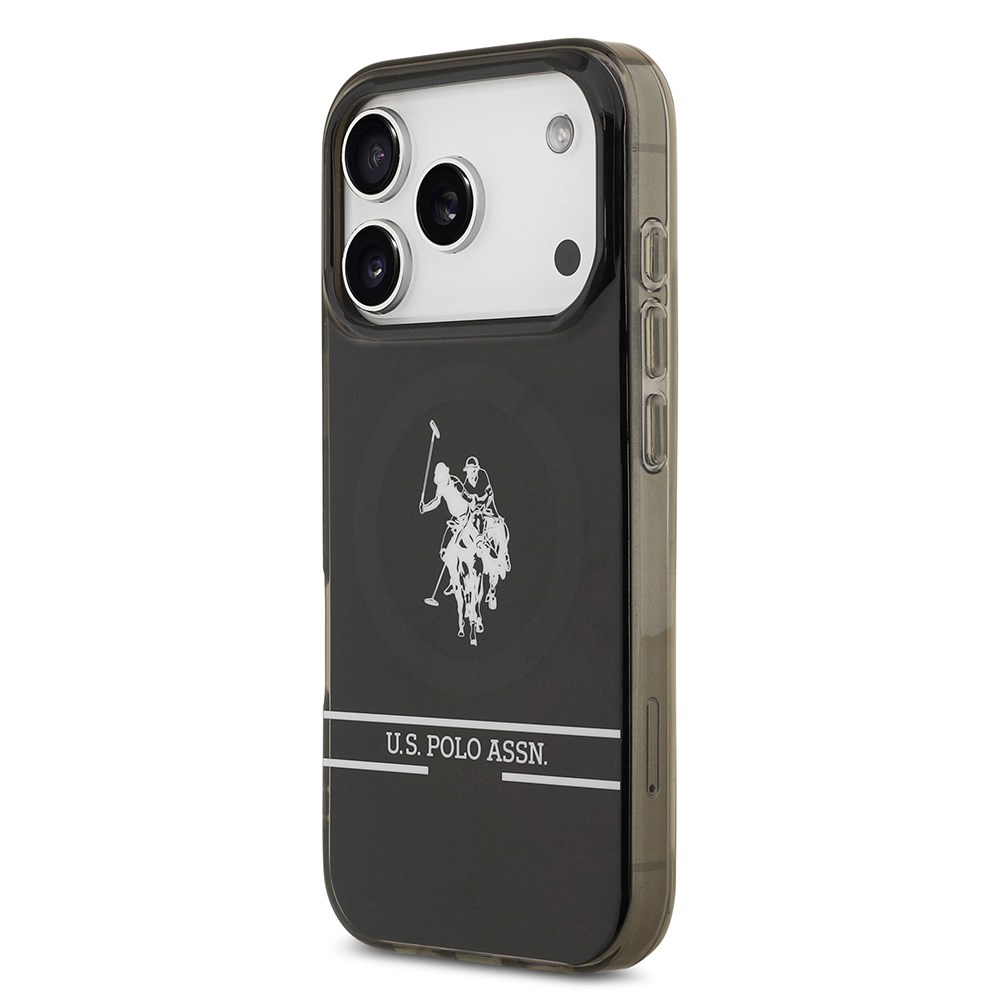 Apple iPhone 17 Pro Kılıf U.S. Polo Assn. Orjinal Lisanslı M-safe Şarj Özellikli IML Double Horse Stripe Logolu Kapak