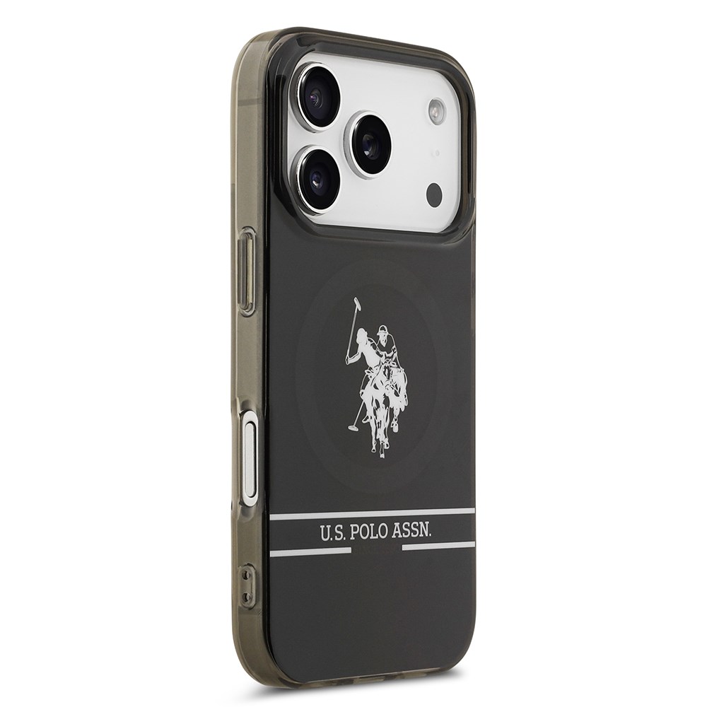 Apple iPhone 17 Pro Kılıf U.S. Polo Assn. Orjinal Lisanslı M-safe Şarj Özellikli IML Double Horse Stripe Logolu Kapak