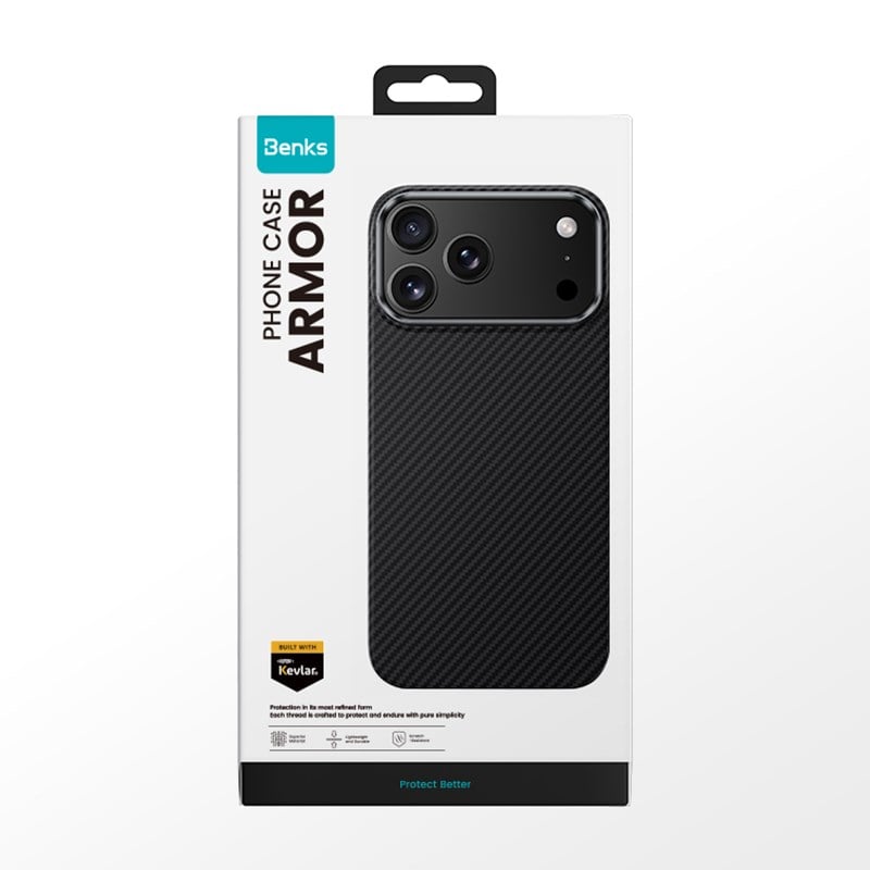 Apple iPhone 17 Pro Max Kılıf Benks M-safe Şarj Özellikli Metal Kamera Çerçeveli Magnetik ArmorAir 600D Kevlar Fiber Kapak
