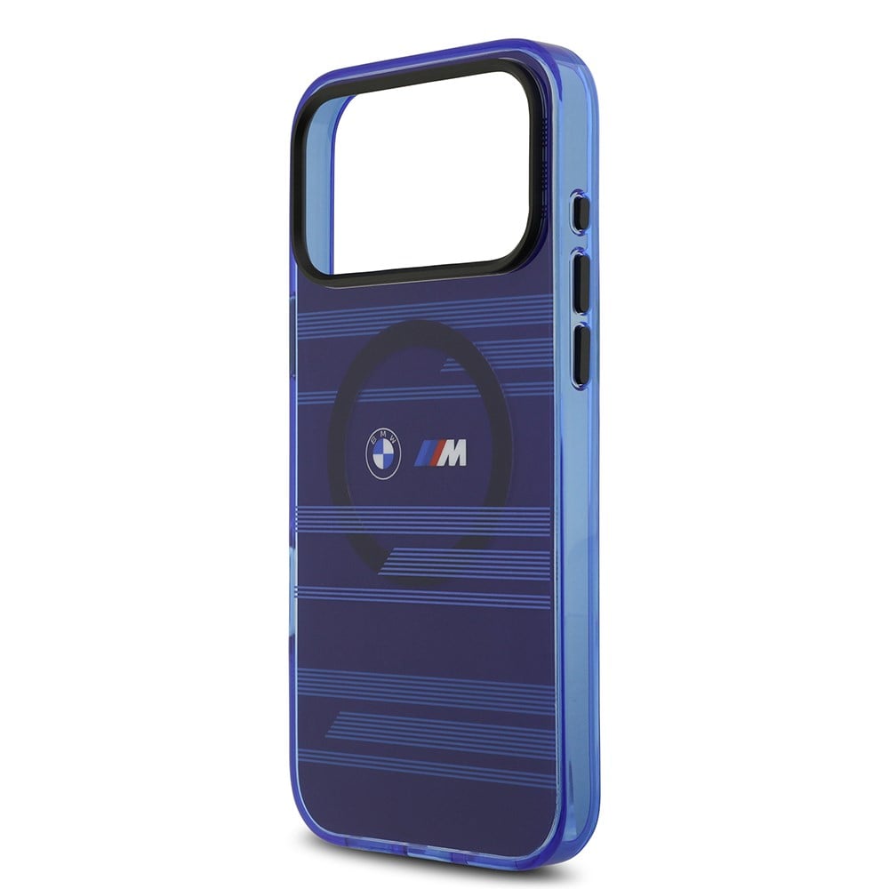 Apple iPhone 17 Pro Max Kılıf BMW Orjinal Lisanslı M-safe Şarj Özellikli Metal Kamera Butonlu Yatay Şeritli M Dizayn Kapak