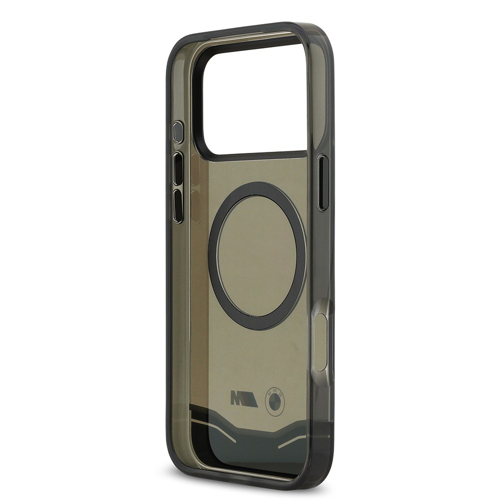Apple iPhone 17 Pro Max Kılıf BMW Orjinal Lisanslı M-safe Şarj Özellikli Metal Buton Tasarımlı Tranparan M Dizayn Kapak